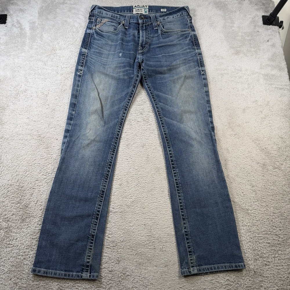 Ariat Jeans Mens 32x32 Blue M7 Slim Fit Straight Leg Denim Stretch Pants Western